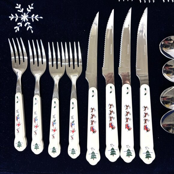 Pfaltzgraff “Snowy Village” 24 Pc Stainless Flatware Set Vintage - Picture 13 of 15